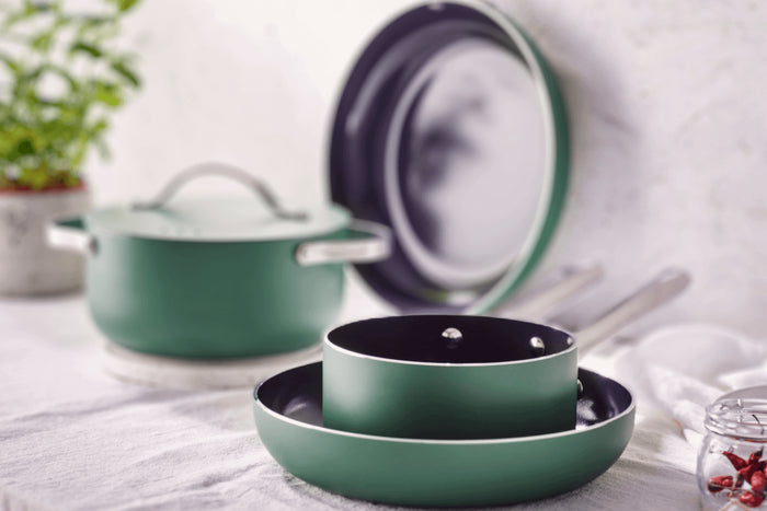 Set de 4 pièces cuisson Beka Mobi revêtement céramique 16, 20, 24 et 28cm - Coloris vert