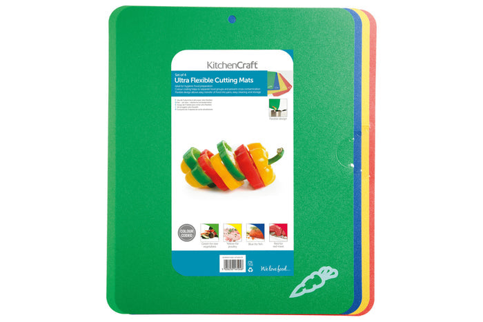 Set de 4 planches à découper KitchenCraft en polymère flexible multicolore 38x32,5cm
