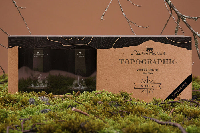 Set de 4 shooters Alaskan Maker Topographic en verre cristallin Swiss Edition