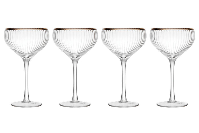 Set de 4 verres à coupe Mikasa Sorrento en cristal pur avec bord doré 350ml
