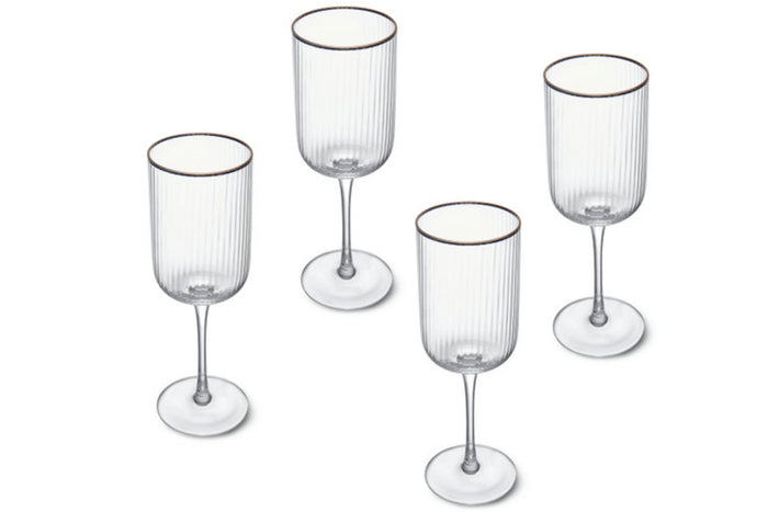 Set de 4 verres à vin blanc Mikasa Sorrento en cristal motif nervuré 400ml