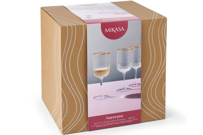Set de 4 verres à vin blanc Mikasa Sorrento en cristal motif nervuré 400ml
