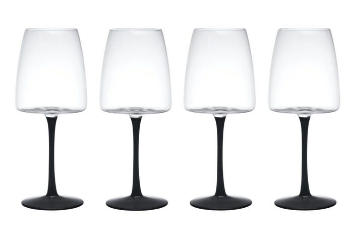 Set de 4 verres à vin rouge Mikasa Palermo en cristal transparent et noir 450ml