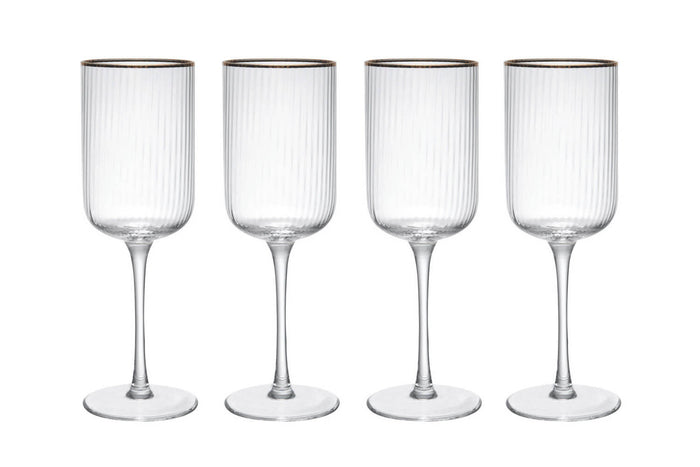 Set de 4 verres à vin rouge Mikasa Sorrento en cristal transparent motif nervuré 450ml
