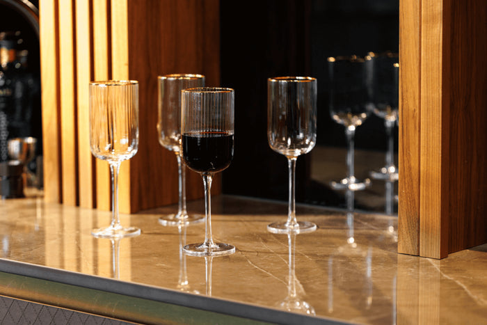 Set de 4 verres à vin rouge Mikasa Sorrento en cristal transparent motif nervuré 450ml