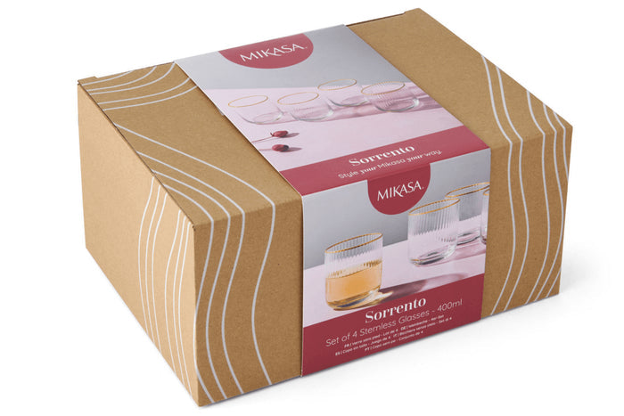 Set de 4 verres Mikasa Sorrento en cristal motif côtelé 400ml