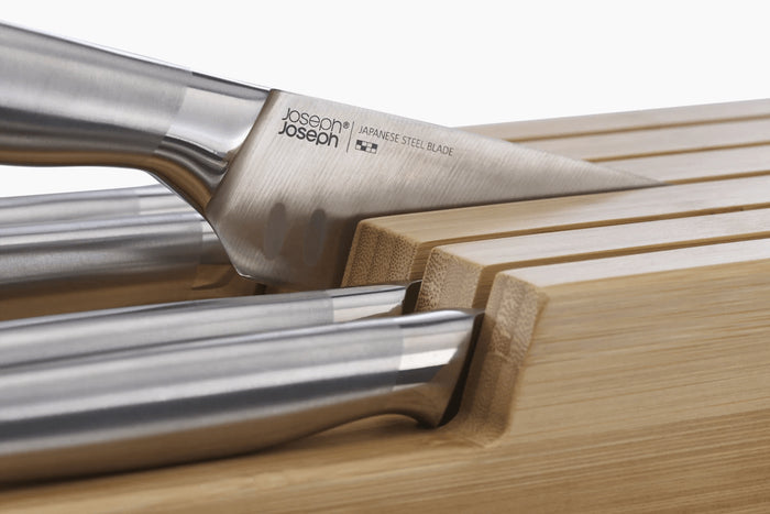 Set de 5 couteaux Joseph Joseph Elevate Steel Knives Bamboo Store + plateau en bambou