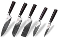 Set de 5 couteaux Kutoyama Black Pakka 1 office + 2 santoku + 1 nakiri + 1 chef