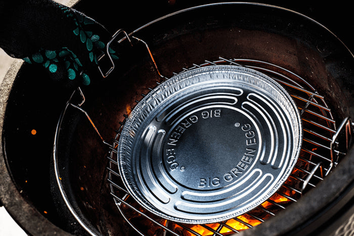Set de 5 lèchefrites rondes jetables en aluminium pour Big Green Egg MiniMax, Small, Medium 28 x 2,5cm