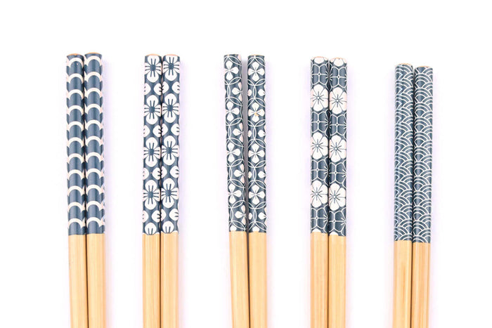 Set de 5 paires de baguettes chinoises en bambou Kutoyama - Modèle 1