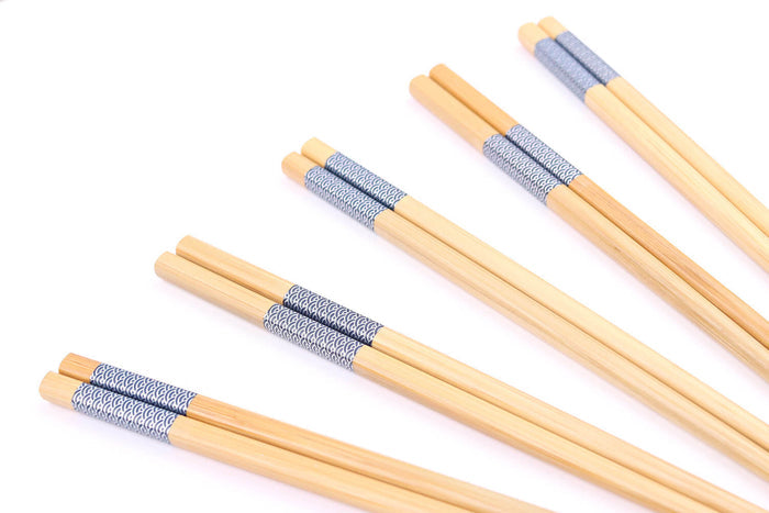 Set de 5 paires de baguettes chinoises en bambou Kutoyama - Modèle 2