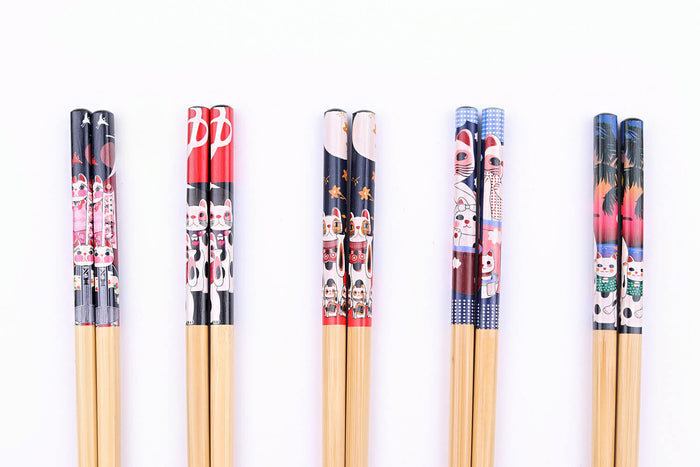 Set de 5 paires de baguettes chinoises en bambou Kutoyama - Modèle 4