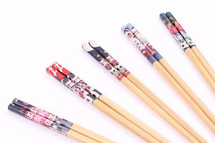 Set de 5 paires de baguettes chinoises en bambou Kutoyama - Modèle 4