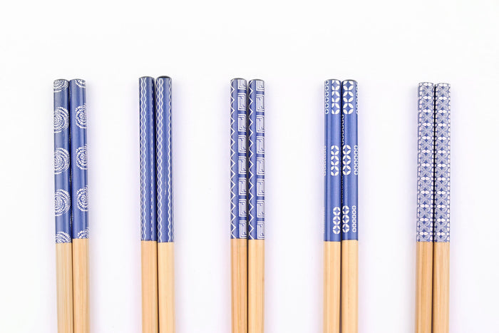 Set de 5 paires de baguettes chinoises en bambou Kutoyama - Modèle 9