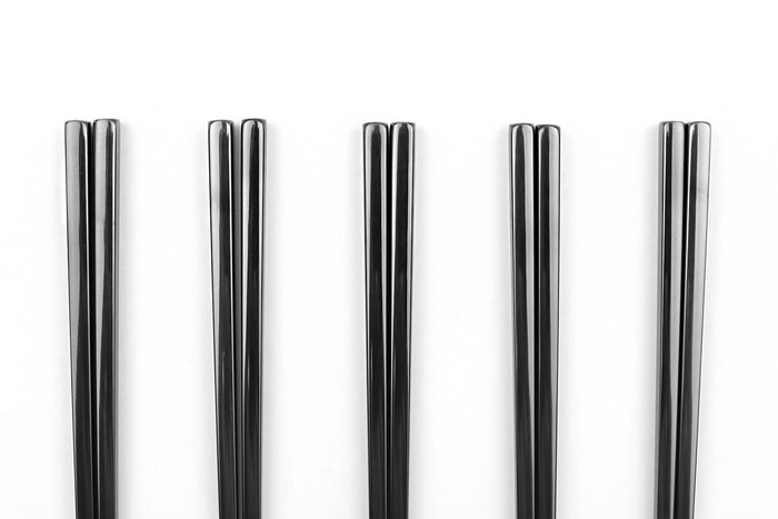 Set de 5 paires de baguettes chinoises en inox noir Kutoyama