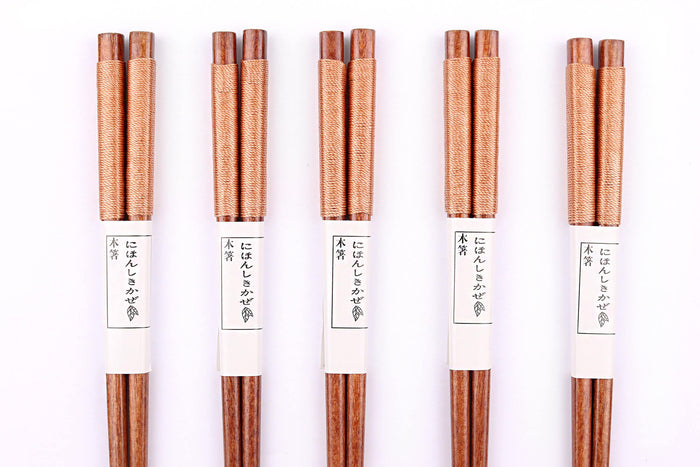 Set de 5 paires de baguettes chinoises Kutoyama en bois 23cm