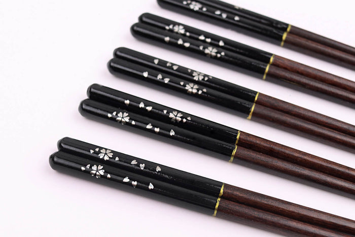 Set de 5 paires de baguettes chinoises Kutoyama en bois de nanmu 23cm