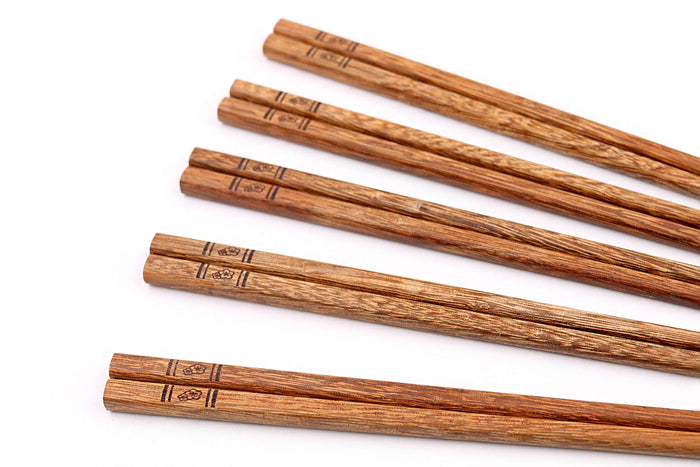 Set de 5 paires de baguettes chinoises Kutoyama en bois de wengé 25cm