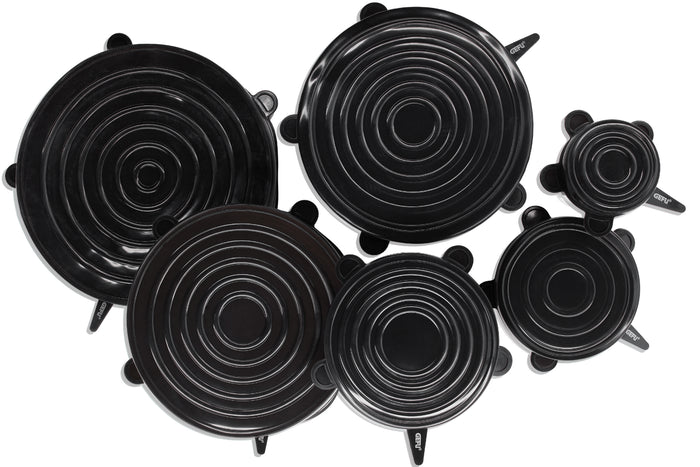 Set de 6 couvercles ronds Gefu Flexifresh en silicone noir