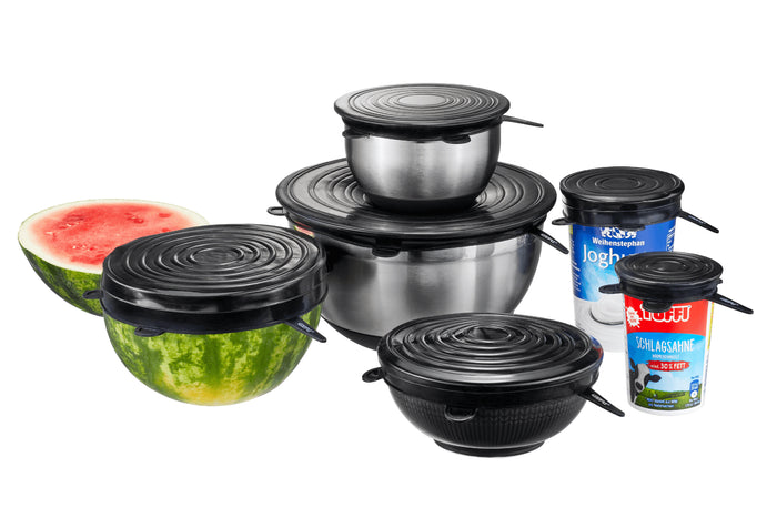Set de 6 couvercles ronds Gefu Flexifresh en silicone noir