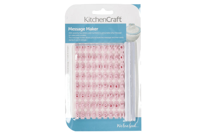 Set de 73 emporte-pièces KitchenCraft chiffres et lettres en polymère rose