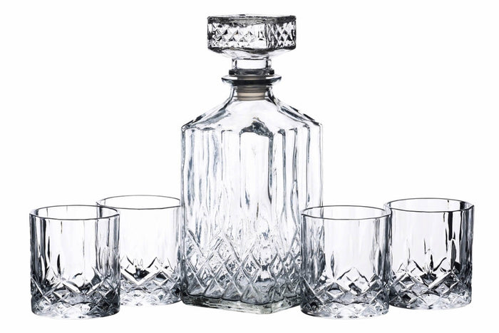 Set de bouteille à whisky Barcraft avec 4 verres taillés