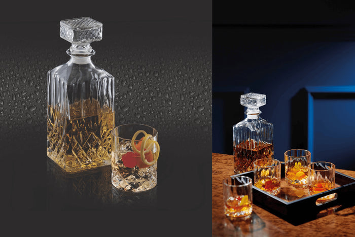 Set de bouteille à whisky Barcraft avec 4 verres taillés