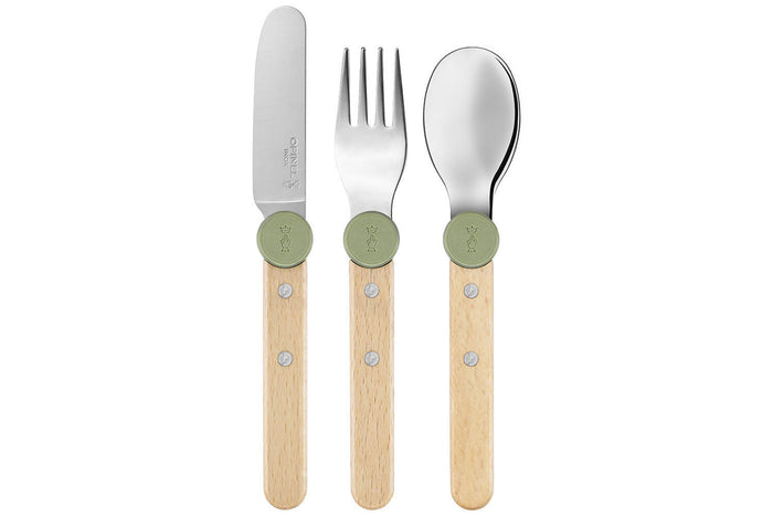 Set de couverts pour enfants Opinel Le Petit Gourmet coloris olive