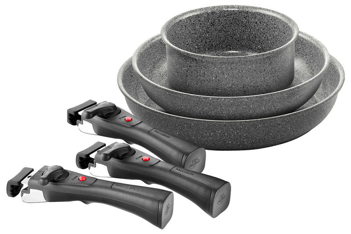 Set de cuisson 6 pièces Ballarini Torre 1 poêle 24cm + 1 poêle 28cm + 1 casserole 16cm + 3 poignées amovibles