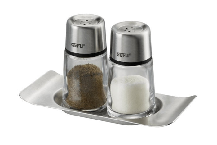Set de salière et poivrière Gefu Brunch + support inox