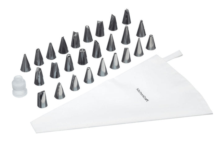 Set pâtissier Kitchencraft avec 26 douilles en acier inoxydable + poche à douille + adaptateur