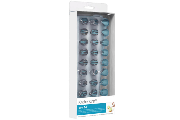 Set pâtissier Kitchencraft avec 26 douilles en acier inoxydable + poche à douille + adaptateur