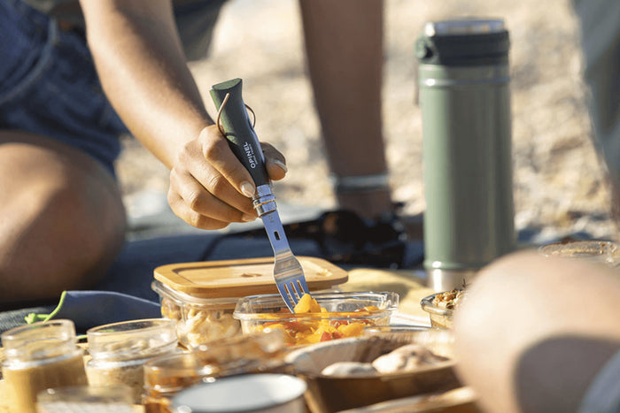 Set Picnic Plus Opinel N°08 fourchette + cuillère 2 en 1 avec étui serviette