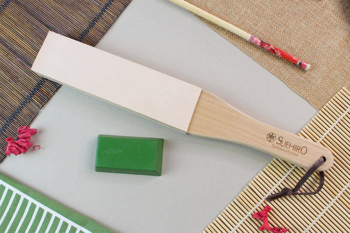 Set stropping cuir de polissage japonais Suehiro 31cm + pâte abrasive