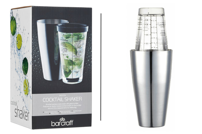 Shaker Boston à cocktail BarCraft en acier inox et verre gradué 400ml