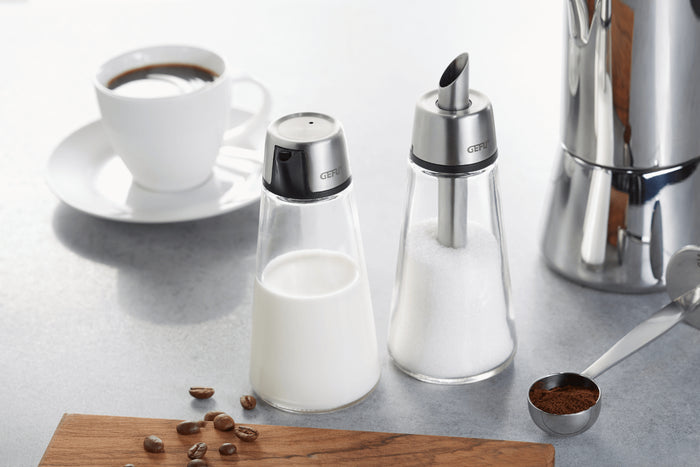 Sucrier doseur Gefu Brunch en verre et acier inoxydable