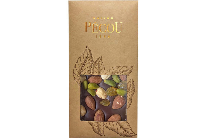 Tablette de chocolat noir Pécou La Charmeuse aux fruits secs - 100g
