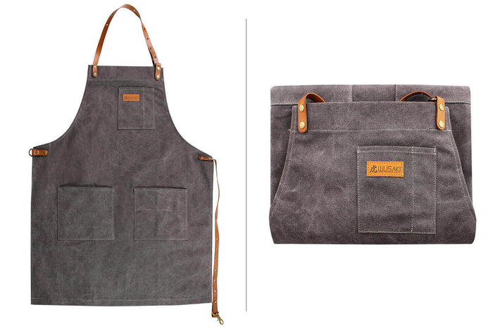 Tablier de cuisine Wusaki en toile et cuir 83x67,5cm - Taille unique