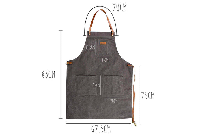Tablier de cuisine Wusaki en toile et cuir 83x67,5cm - Taille unique