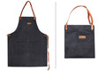 Tablier de cuisine Wusaki en toile noire charbon et cuir 83x67,5cm - Taille unique