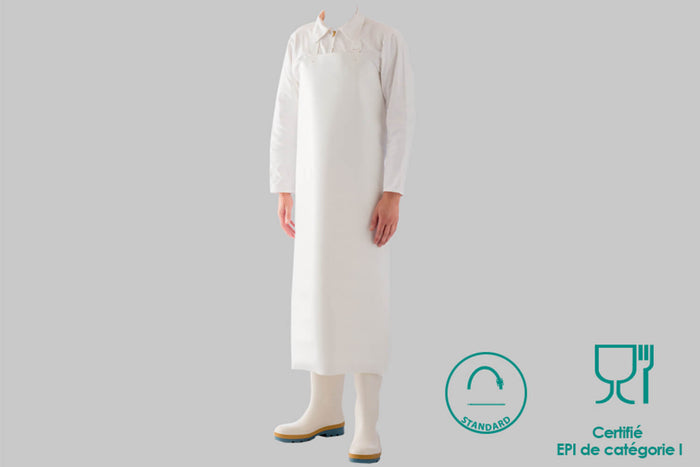 Tablier professionnel Manulatex Delta 50 100x115cm blanc à œillets thermo soudés