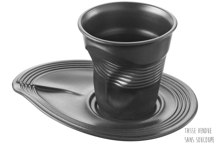 Tasse Revol Cappuccino Froissé 18cl en porcelaine noire satinée