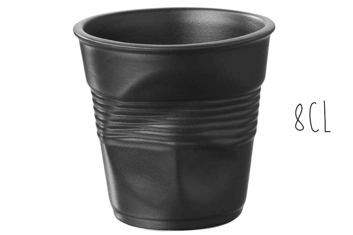 Tasse Revol Espresso Froissé 8cl en porcelaine noire satinée