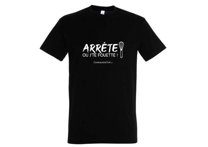 Tee-shirt officiel Couteauxduchef "Arrête ou j'te fouette !"