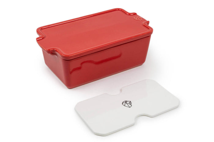 Terrine avec presse Peugeot en céramique rouge