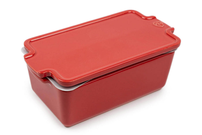 Terrine avec presse Peugeot en céramique rouge