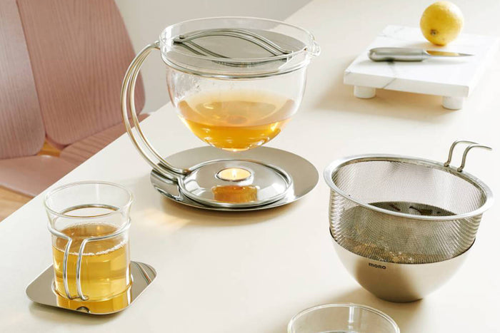Théière Mono Filio 0,6L en verre borosilicate avec support en inox 18/10