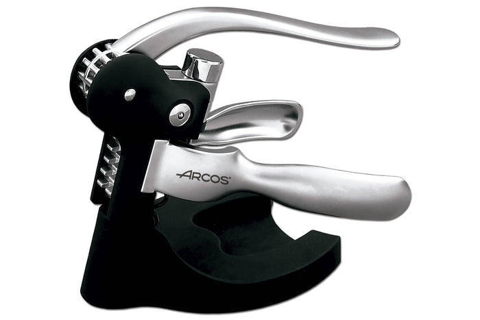Tire-bouchon à levier Arcos avec coupe-capsule en alliage de zinc et ABS noir 26cm