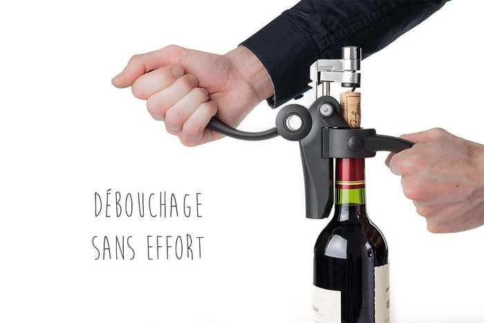 Tire bouchon à levier Peugeot Baltaz Dark en ABS et zamac de couleur noire avec coupe capsule 14cm