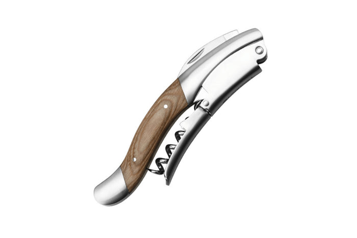 Tire-bouchon professionnel Legnoart Ghemme WF-1 en acier satiné et manche en bois